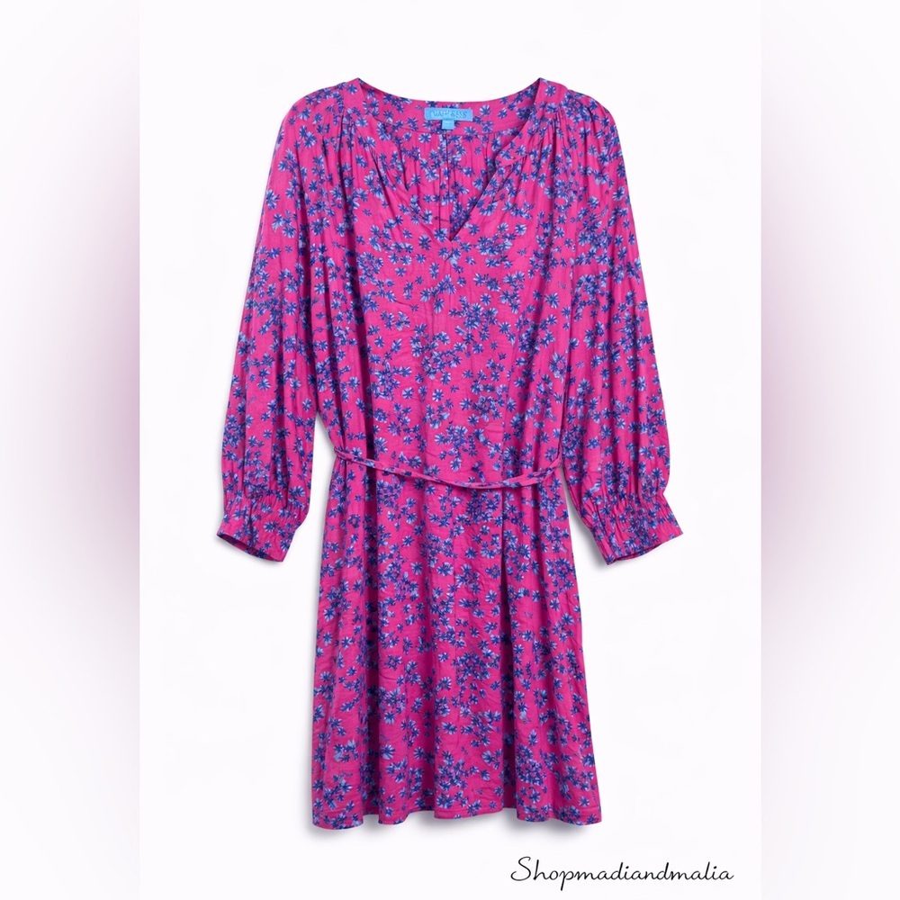 Draper James Vibrant Pink and Blue Floral Dress Sz XXL